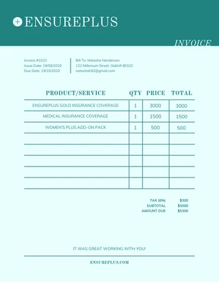 Free  Template: Facture turquoise simple