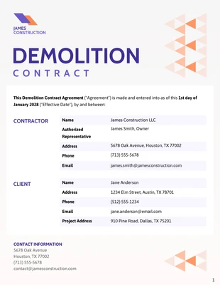 business  Template: Modelo de contrato de demolição