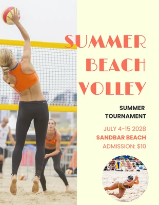 Free  Template: Yellow Volleyball Illustration Beach Volleyball Poster