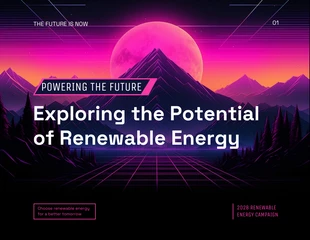 Free  Template: Présentation des énergies renouvelables pourpre et magenta (Retrowave)