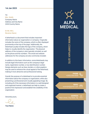 Free  Template: Modello di carta intestata per aziende mediche minimalista bianca e blu