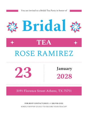 Free  Template: Minimalist Simple Bridal Tea Invitations
