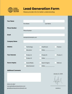 premium  Template: Green and Yellow Lead Generation Forms