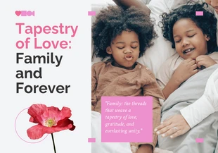 Free  Template: Einfache graue und rosa Liebesfamilienkarte