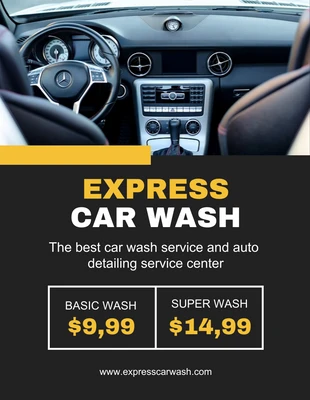 Free  Template: Folleto de lavado de autos Black Modern Express