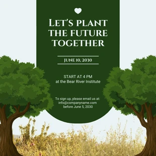 Free  Template: Ilustração moderna em cinza claro e verde de uma árvore de plantas Banner do Instagram