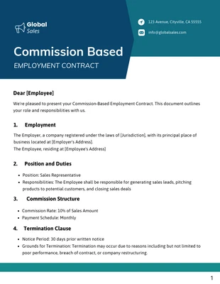 business  Template: Commission Based Employment Contract Template
