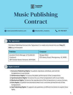 Free  Template: Music Publishing Contract Template