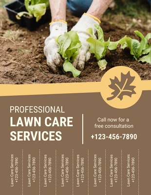 Free  Template: Brown And Yellow Lawn Mowing Flyer