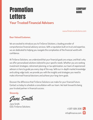 Free  Template: Orange Modern Corporate Promotion Letters