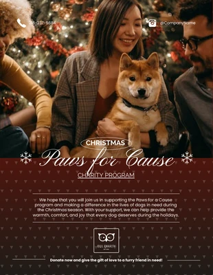 Free  Template: Poster rosso scuro per il programma di beneficenza del rifugio per cani