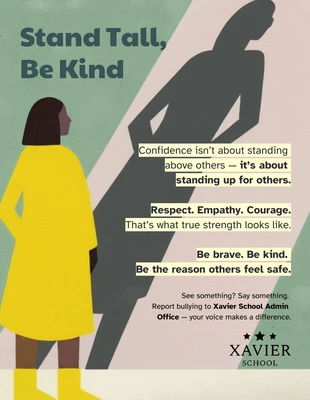 Free  Template: Modello di poster "Stai in piedi contro il bullismo"