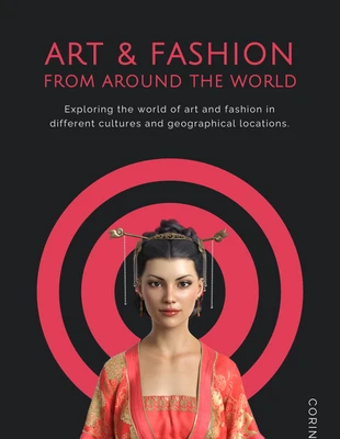 Free  Template: Capa de livro de arte cultural em preto e vermelho