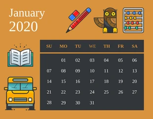 Free  Template: Orangefarbener Klassenzimmer-Kalender