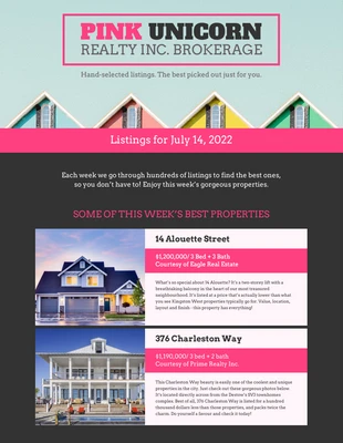 business  Template: Lettre d'information sur l'immobilier rose foncé