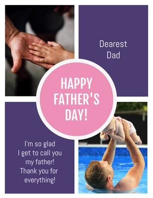 Free  Template: Cartão roxo de agradecimento para o Dia dos Pais