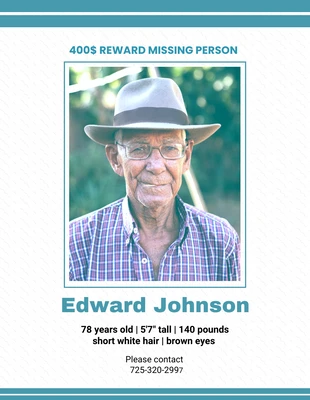 Free  Template: White blue missing poster grandfather