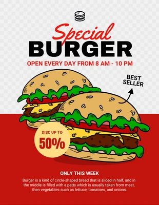 Free  Template: Flyer Spécial Burger Moderne Blanc Et Rouge