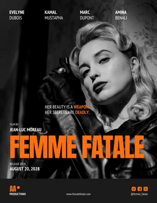 Free  Template: Film-Noir-Filmplakatvorlage