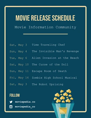 Free  Template: Movie Release Schedule Flyer Template