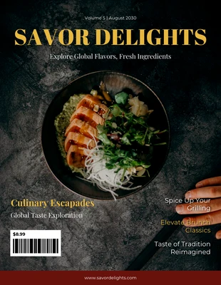 business  Template: Copertina classica di una rivista alimentare marrone e gialla