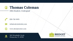 Free  Template: Student MBA Business Card
