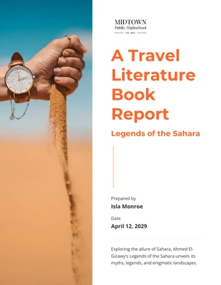 premium  Template: Um relatório de livro de literatura de viagens