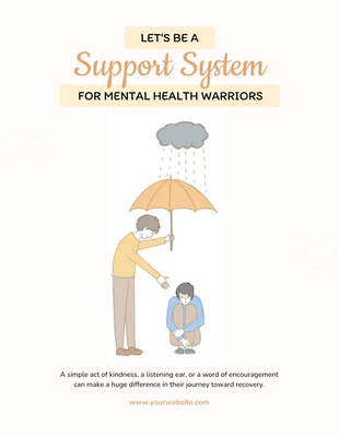 Free  Template: Soft Peach Poster zur psychischen Gesundheit