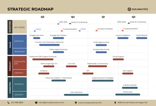 Free  Template: Moderne strategische Roadmap für Khaki und Schwarz