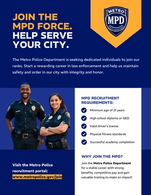 Free  Template: Police Recruitment Flyer Template