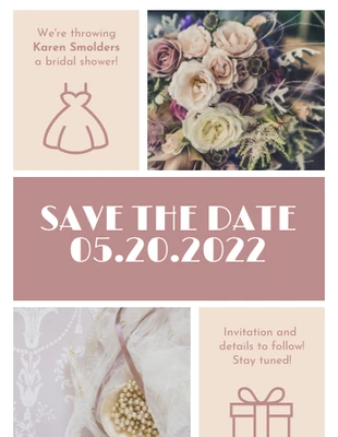 Free  Template: Blush Save the Date Bridal Shower Invitation