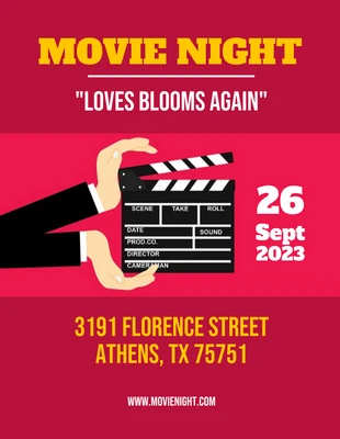Free  Template: Red Minimalist Movie Night Flyer