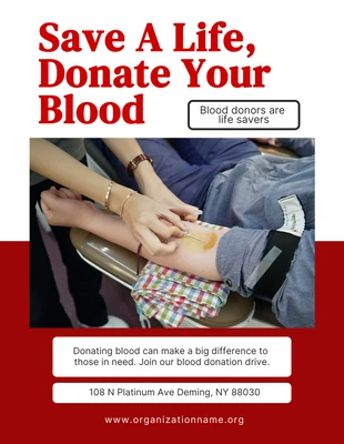 Free  Template: Poster Dia Mundial Moderno Branco e Vermelho do Doador de Sangue