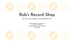 Vintage Record Music Shop Business Card