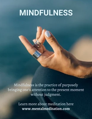 Free  Template: Flyer sur la méditation de pleine conscience en bleu