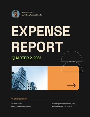 Free  Template: Relatório de despesas da empresa de creme preto e laranja