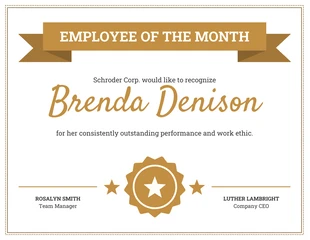 premium  Template: Gold Employee Monthly Recognition Certificate