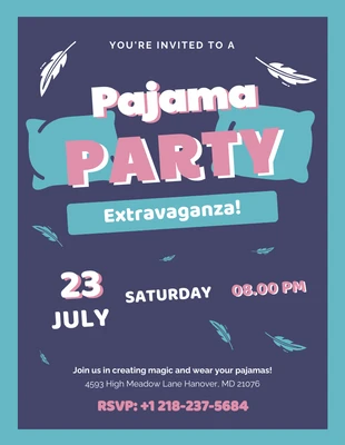 Free  Template: Festa do Pijama Retro Pop Azul e Rosa