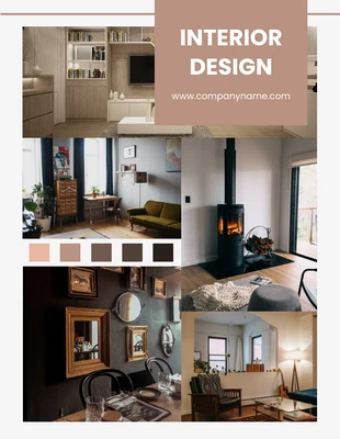 Free  Template: Design de interiores simples marrom e branco