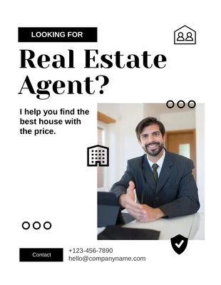 Free  Template: White Minimalist Real Estate Agent Flyer