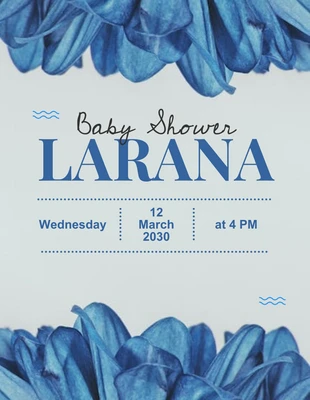 Free  Template: Volantino per baby shower estetico moderno e blu chiaro