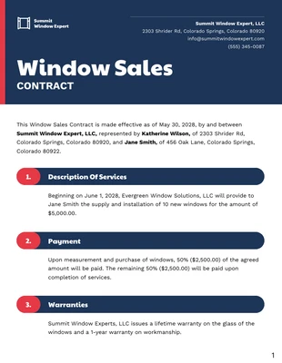 Free  Template: Modello di contratto di vendita di finestre