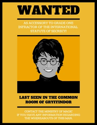 Free  Template: Illustratives Harry-Potter-Fahndungsplakat
