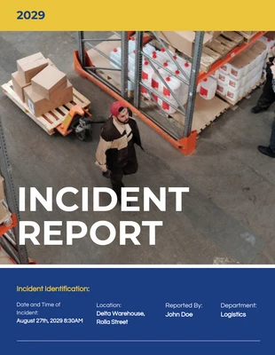 Free  Template: Yellow And Blue Incident Report