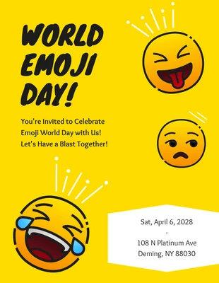 Free  Template: Invitación Yellow Pop Emoji Party