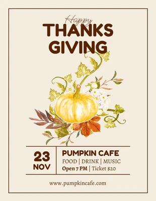 Free  Template: Cream Minimalist Thanksgiving Flyer