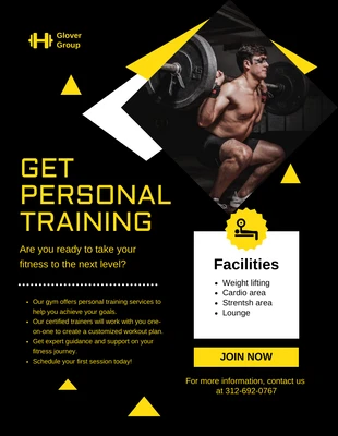 Free  Template: Black And Yellow Modern Gym Flyer