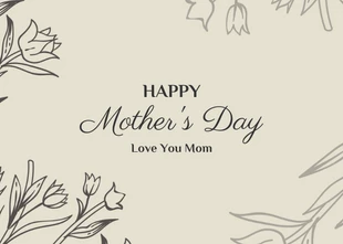 Free  Template: Cartão Postal Bege Simples Clássico Feliz Dia das Mães