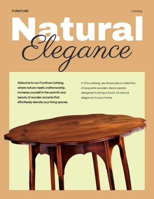 Free  Template: Catálogo de móveis elegantes em madeira marrom