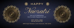 Free  Template: Dark Blue and Gold Happy Navratri Banner
